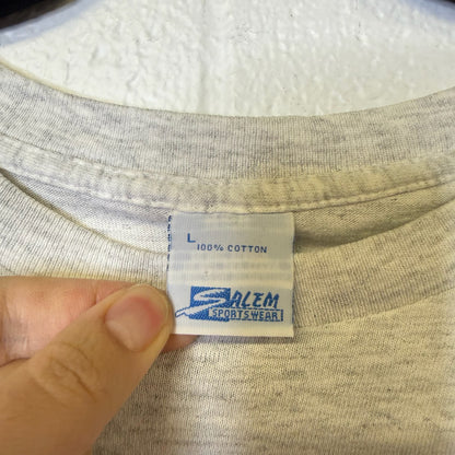 1990 Portland Trailblazers Clyde Drexler Salem Stamp NBA T-Shirt Sz L (B2202)