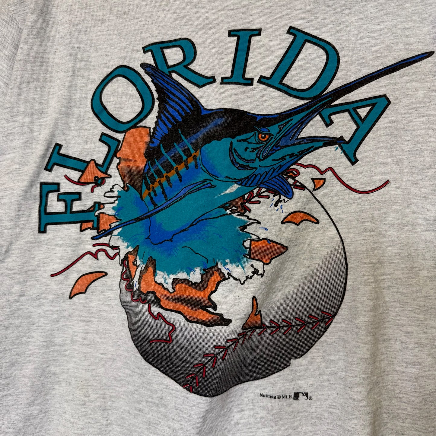 90's Florida Marlins Nutmeg Breakthrough T-shirt Sz L (B2548)