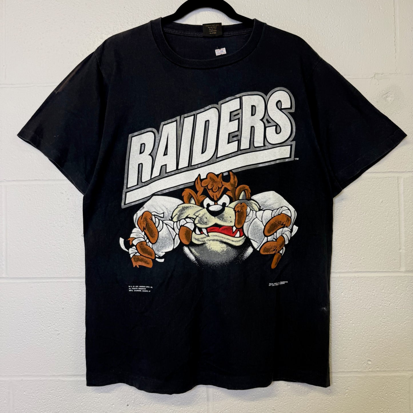 1991 Los Angeles Raiders Taz NFL T-Shirt Sz L (B2937)