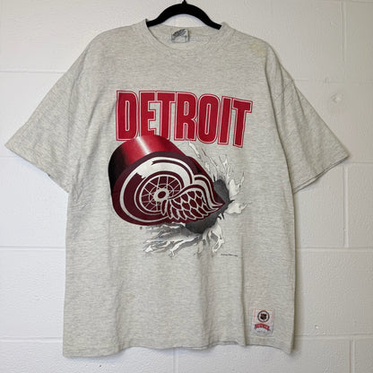 90's Detroit Red Wings NHL Nutmeg Breakthrough T-Shirt Sz XL (B2083)