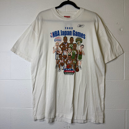 2003 NBA Japan Games Caricature T-Shirt Sz L (B2639)