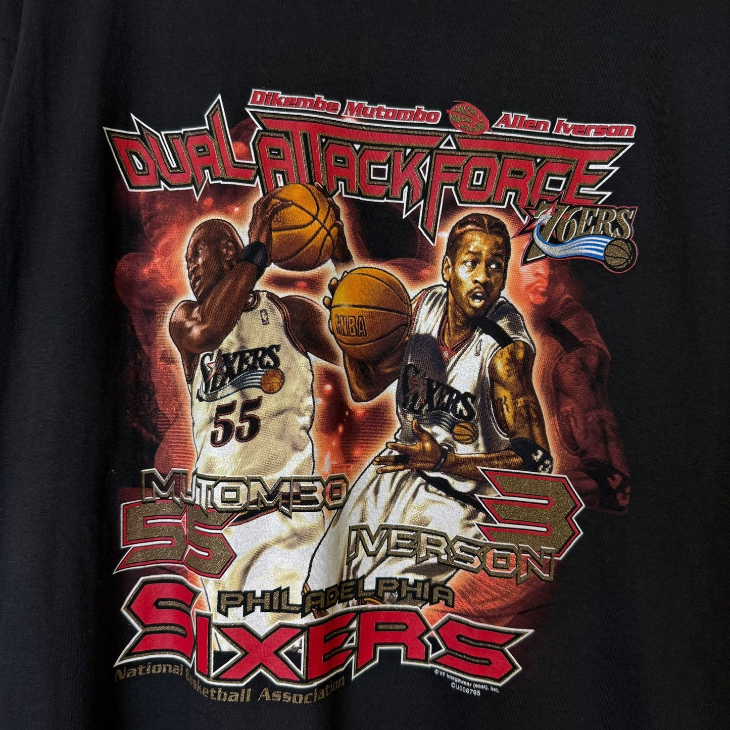 2001 Philadelphia 76ers Iverson & Mutombo T-shirt Sz XL (1L774)