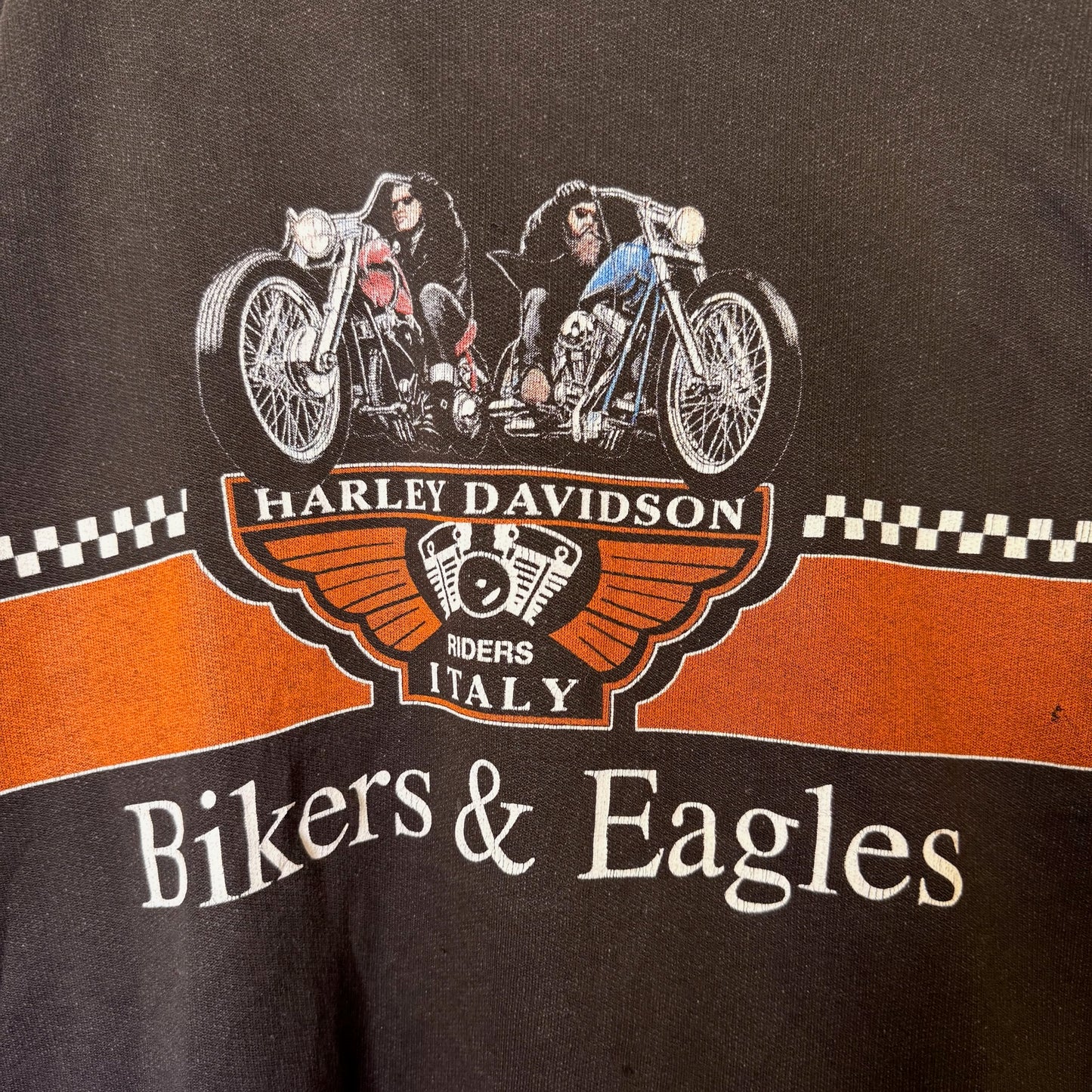 90s Harley Davidson Italy Bikers & Eagles Hoodie (B2387)