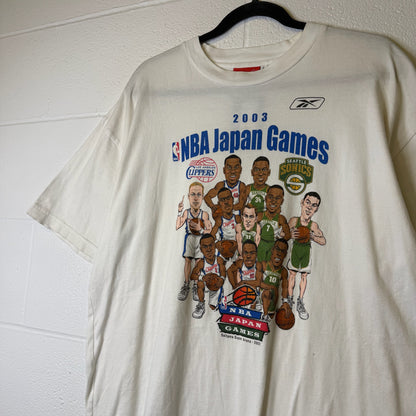 2003 NBA Japan Games Caricature T-Shirt Sz L (B2639)