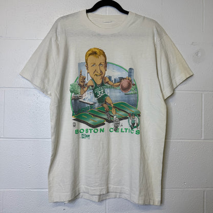 1990 Boston Celtics Larry Bird Salem NBA T-Shirt Sz L (B2177)