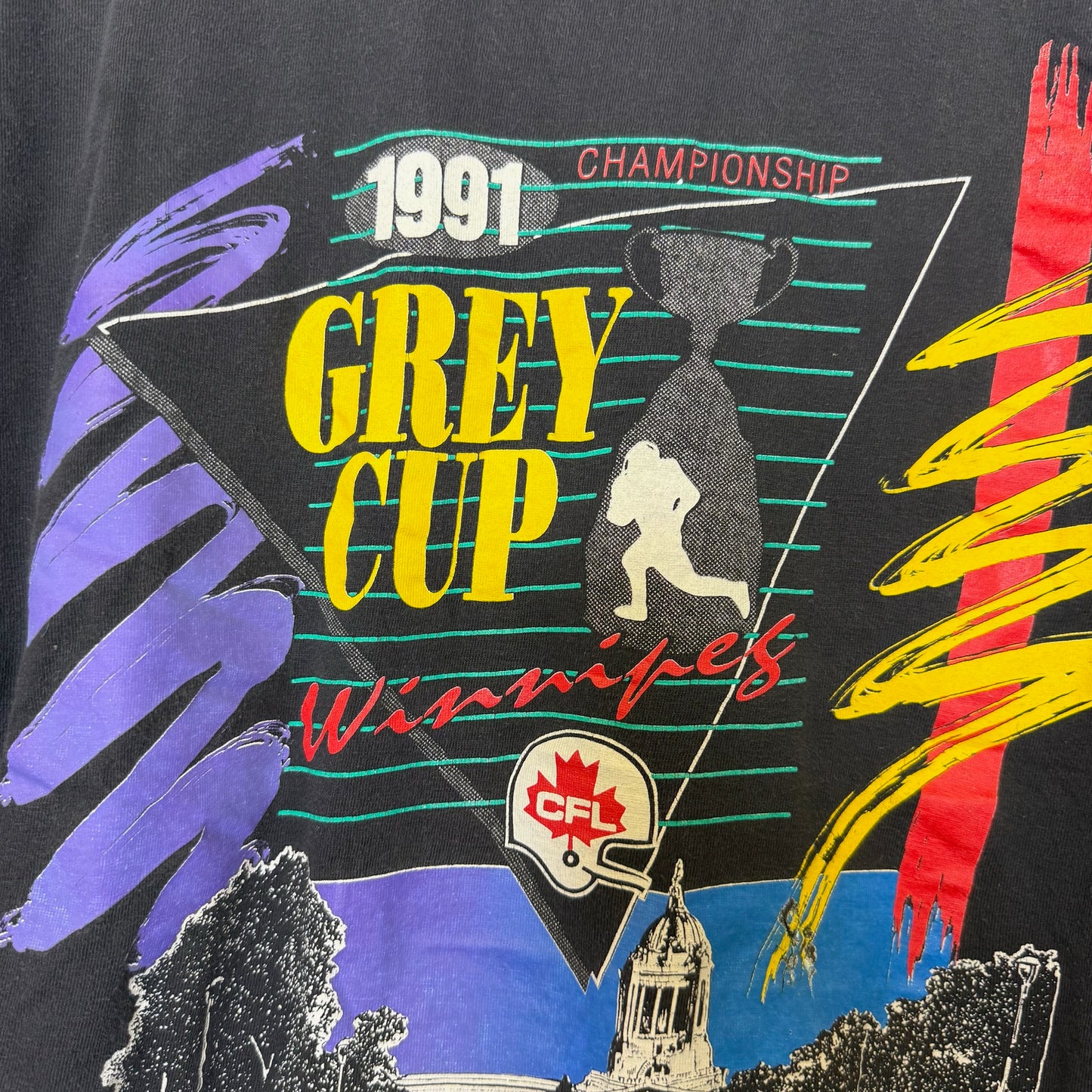 1991 Winnipeg CFL Grey Cup Football T-Shirt Sz M (B2872)
