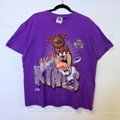 90s Taz Sacramento Kings NBA T-Shirt Sz L (B2469)