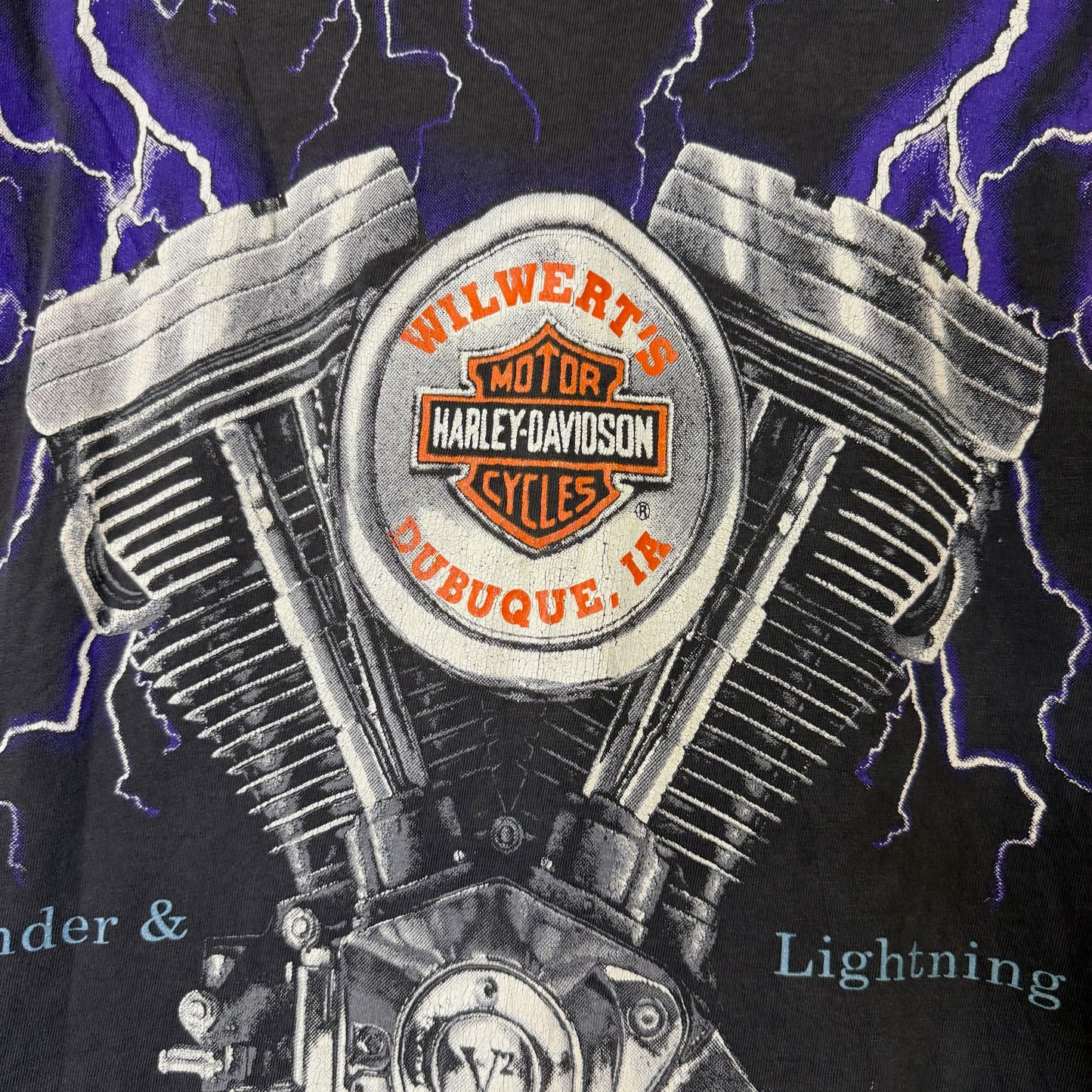 90s Harley Davidson Thunder & Lightning AOP T-Shirt (B2267)