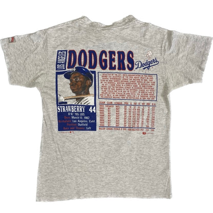 1990 Darryl Strawberry LA Dodger Nutmeg T-shirt Sz L (A284)