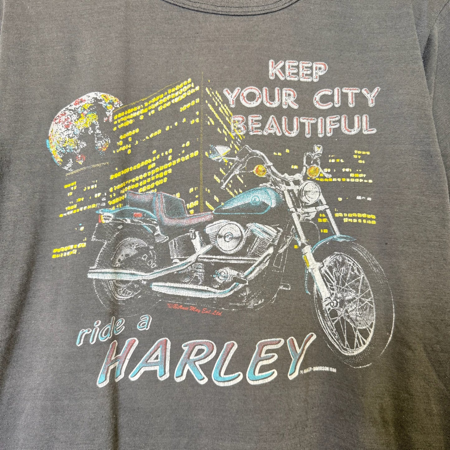 1986 Harley Davidson Keep Your City Beautiful T-Shirt Sz M (B463)
