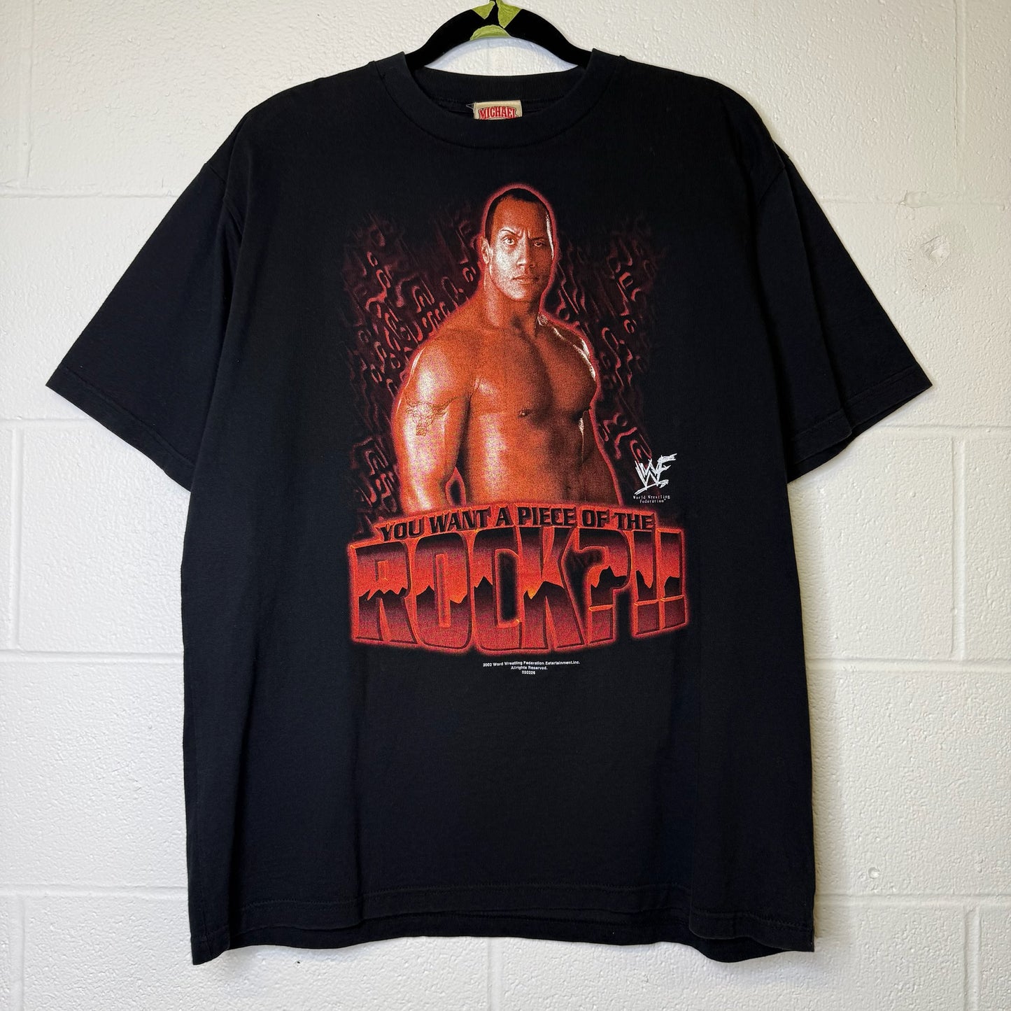 2002 The Rock WWF T-shirt size XL (B1729)