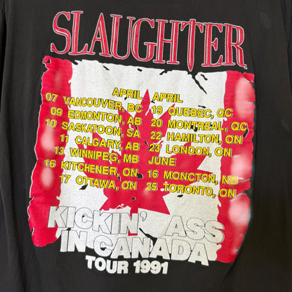 1990 Slaughter Kickin' Ass in Canada Tour T-shirt Sz L (B619)