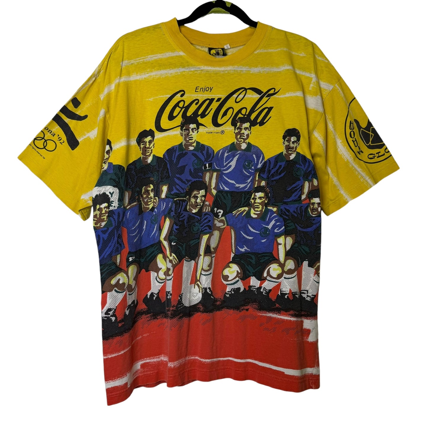 90s Body Glove Coca Cola AOP Olympics T-Shirt Sz M (b1899)