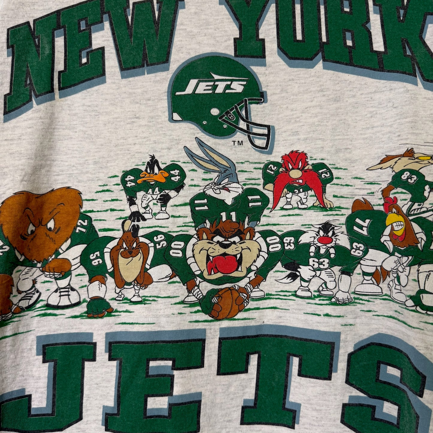 1992 Looney Tunes New York Jets NFL T-Shirt Sz L (B684)