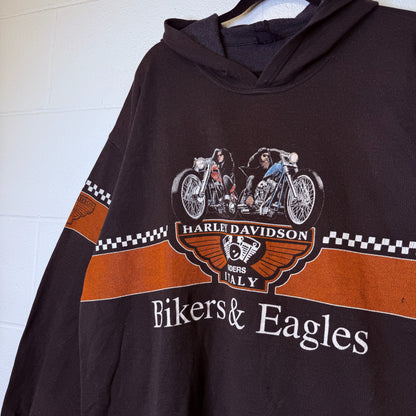 90s Harley Davidson Italy Bikers & Eagles Hoodie (B2387)
