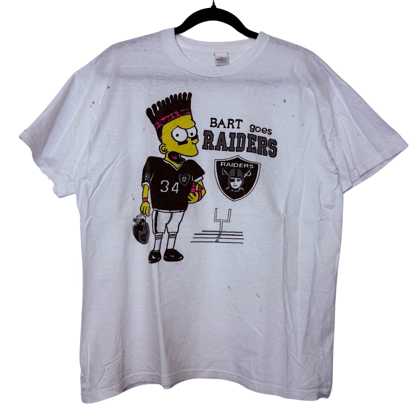 90's Los Angeles Raiders Bart Simpson NFL T-shirt Sz XL (B2318)