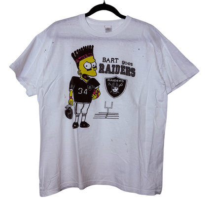 90's Los Angeles Raiders Bart Simpson NFL T-shirt Sz XL (B2318)