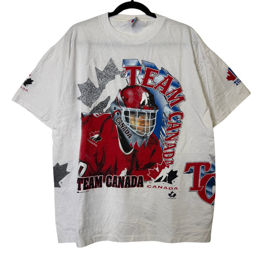 90s Team Canada Bulletin Athletics AOP T-Shirt Sz XL (B2530)