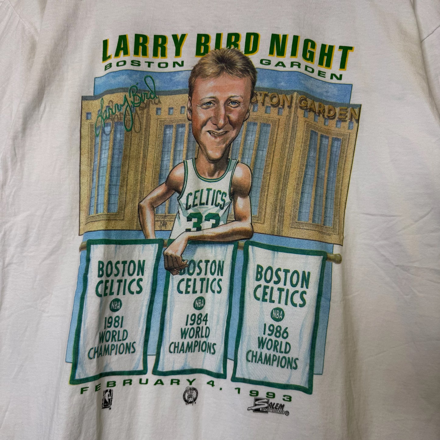 1993 Boston Celtics Larry Bird Night Salem Sportswear NBA T-Shirt Sz XL (B2176)