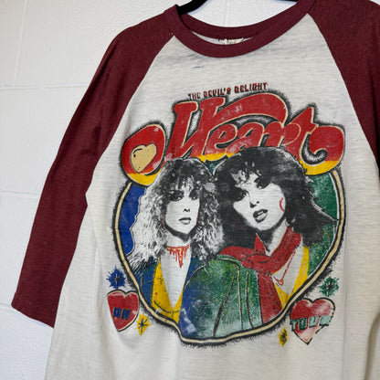 80s Heart Band Raglan Shirt Sz L (B2844)