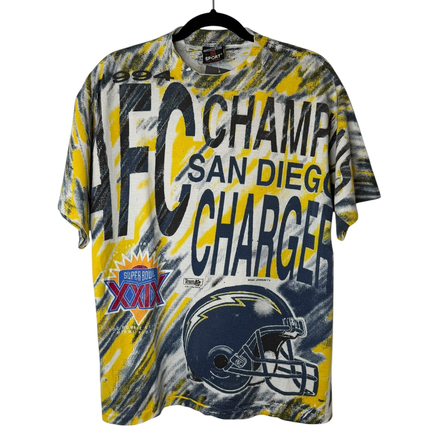 1994 San Diego Chargers AOP T-shirt Sz L (A3090)