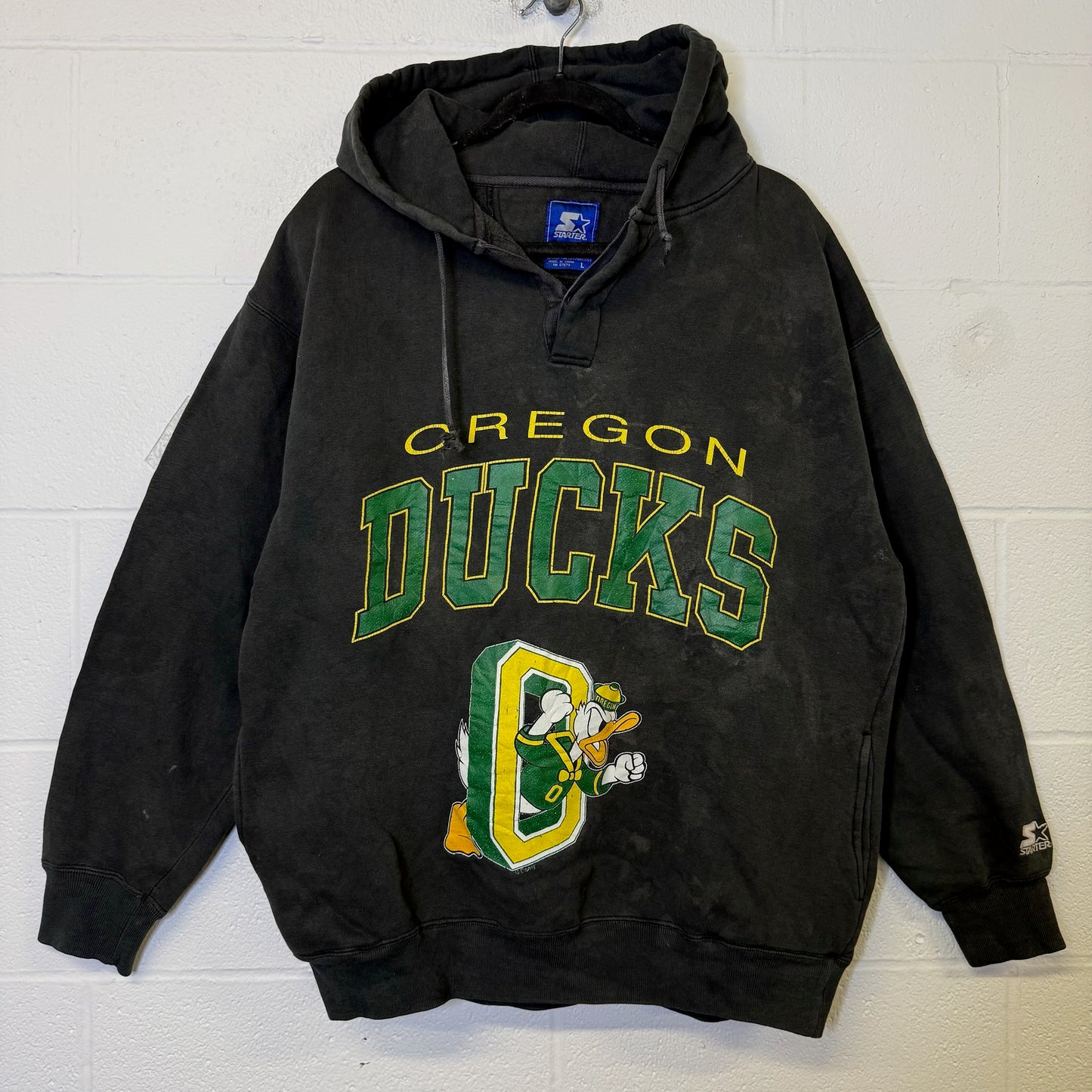 90s Oregon Ducks NCAA Starter Hoodie Sz L (B2464)