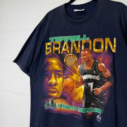 90s Terrell Brandon Minnesota Timberwolves NBA Coin T-Shirt Sz XL
