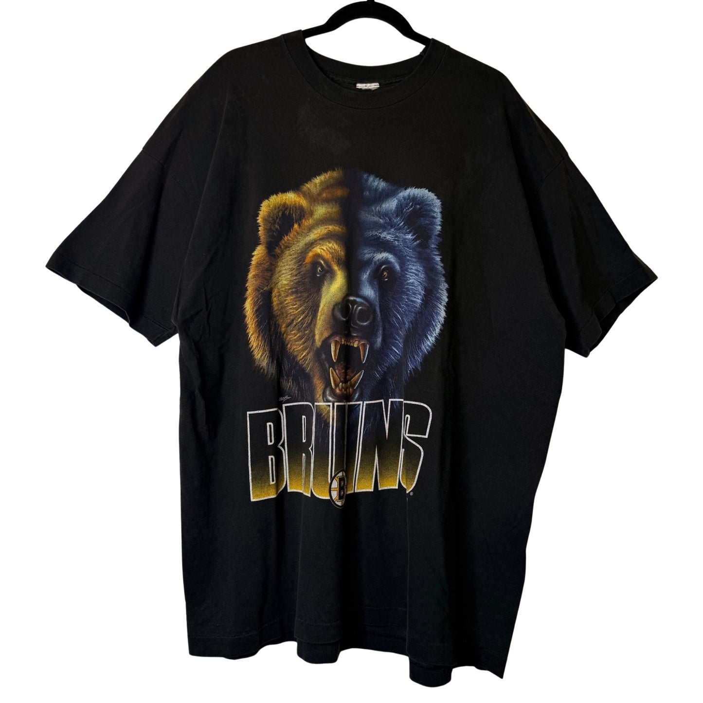 90s Boston Bruins Realistic Bear Salem NHL Sz 3XL T-Shirt (B2421)