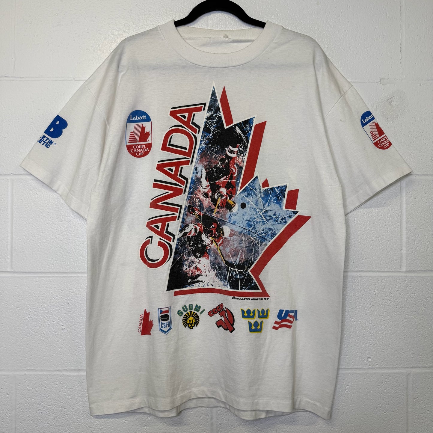 1991 Team Canada Hockey Bulletin Athletics T-Shirt (B2992)