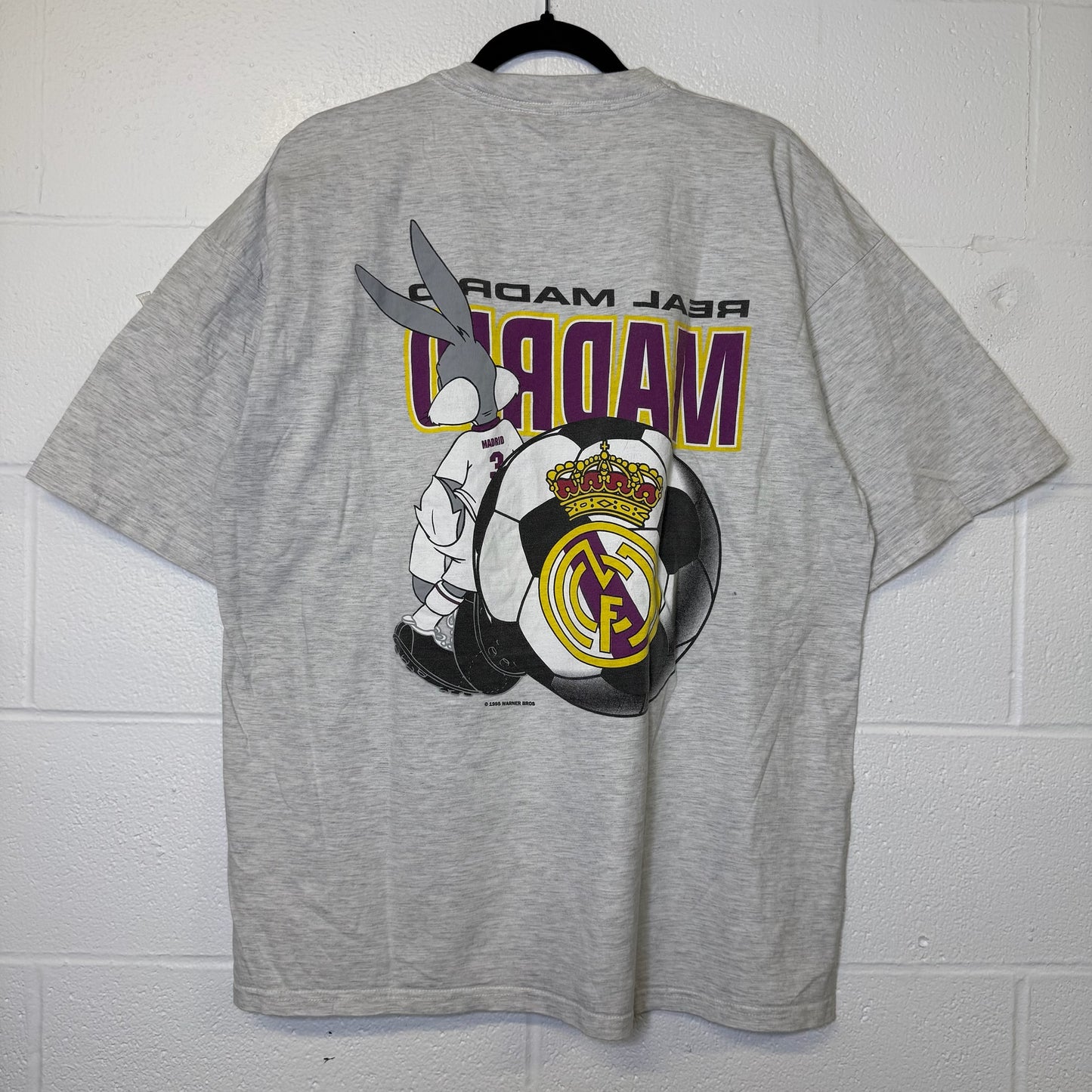 90s Real Madrid Soccer Bugs Bunny Looney Tunes Nutmeg T-Shirt Sz XL (B2876)