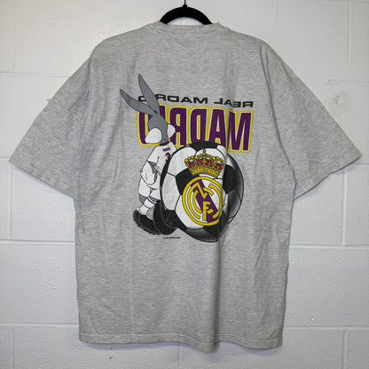 90s Real Madrid Soccer Bugs Bunny Looney Tunes Nutmeg T-Shirt Sz XL (B2876)