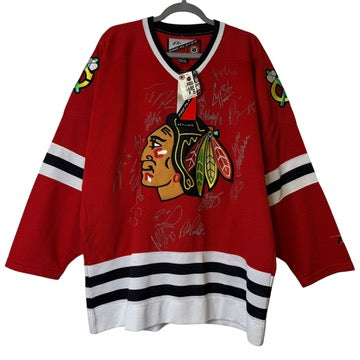 90s Chicago Blackhawks Hockey NHL Jersey Autographed CCM Sz L (B1978)