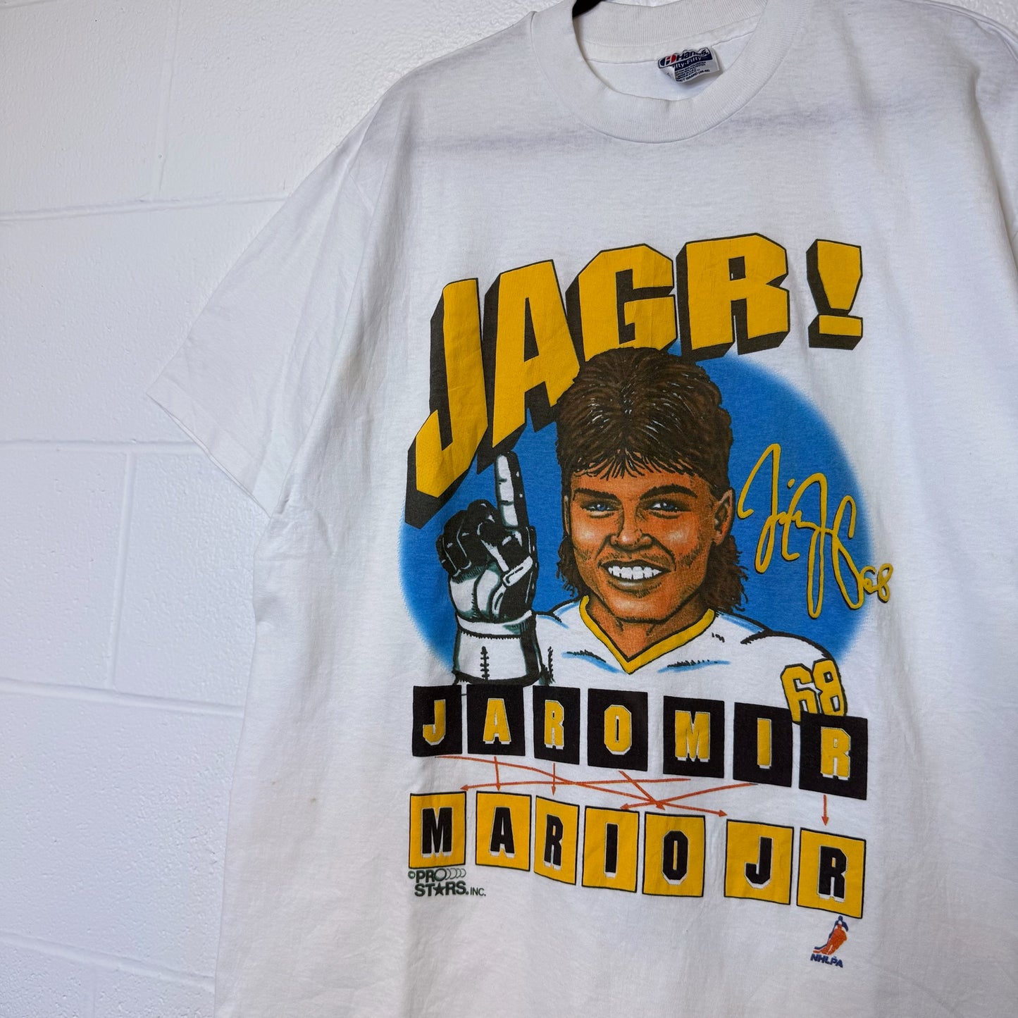 90s Jaromir Jagr Pittsburgh Penguins T-shirt NHL Sz L (B2527)