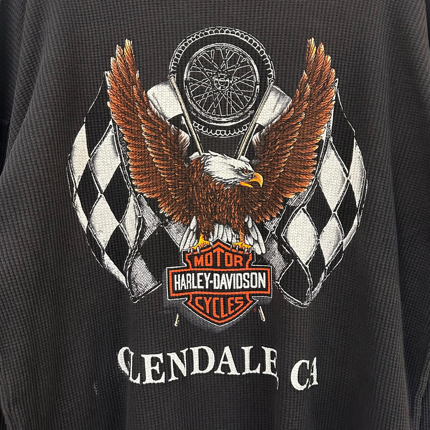 90s Harley Davidson Waffle Long Sleeve Sz M (A6608)