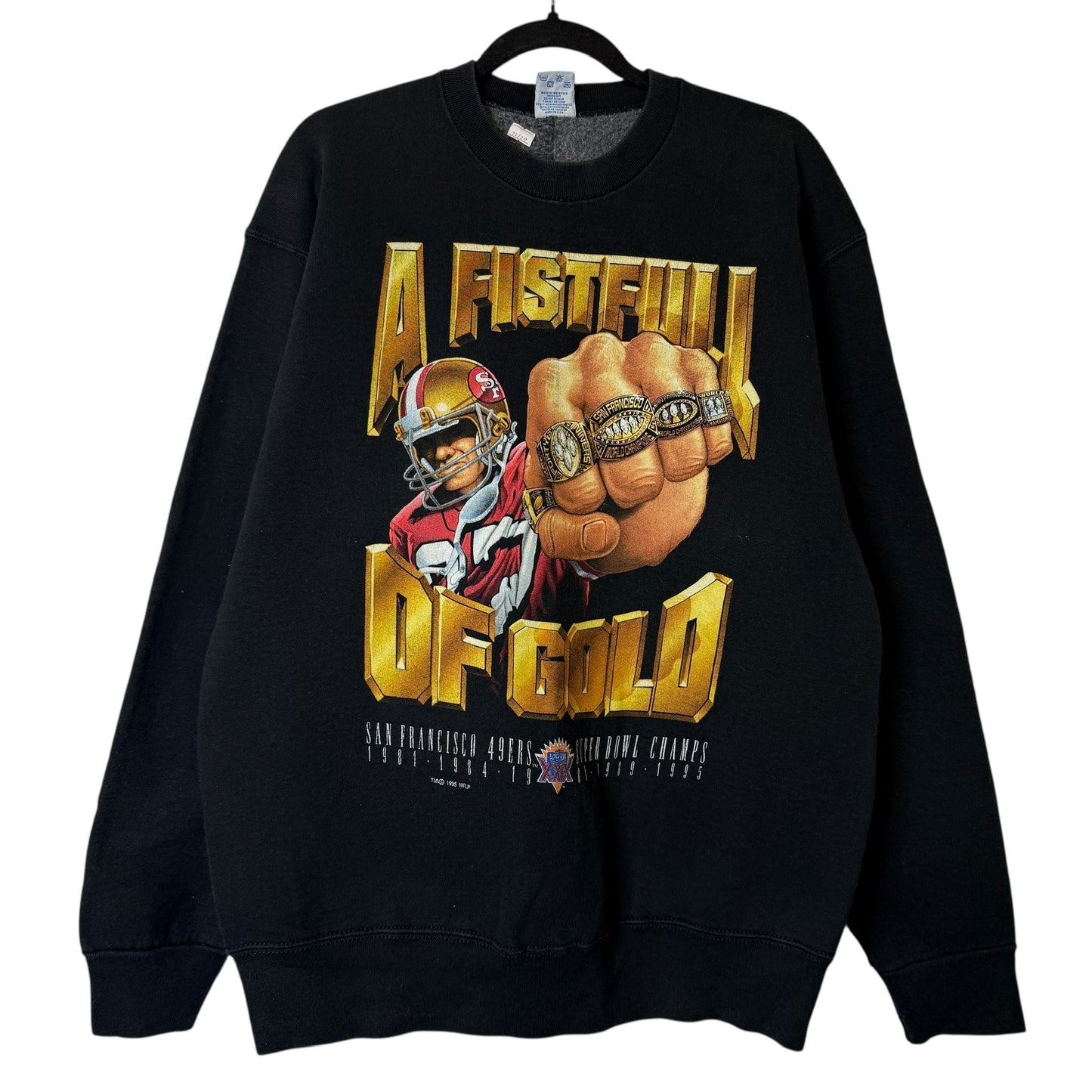 1995 San Francisco 49ers Rings Crewneck Sz L (B1918)