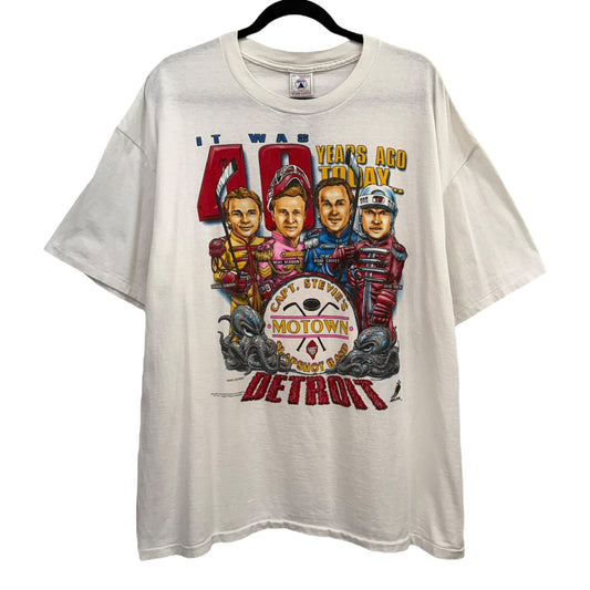 90s Detroit Red Wings NHL Xplosion Caricature T-Shirt Sz XL