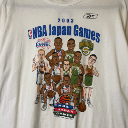 2003 NBA Japan Games Caricature T-Shirt Sz L (B2639)
