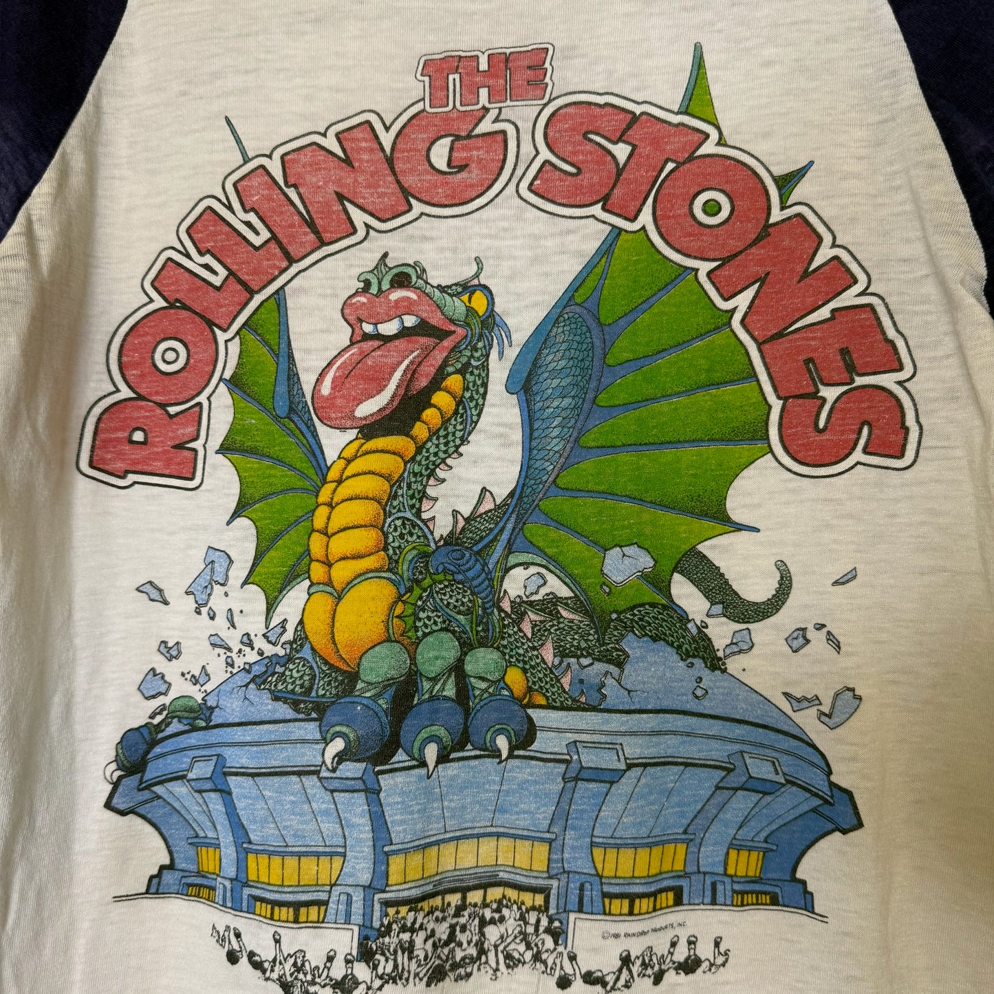 1981 Rolling Stones Tour T-Shirt Raglan Sz M (B1749)