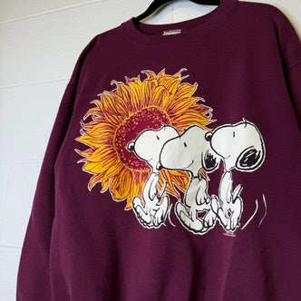 90s Peanuts Snoopy Sunflower Crewneck Sz XL (B2101)