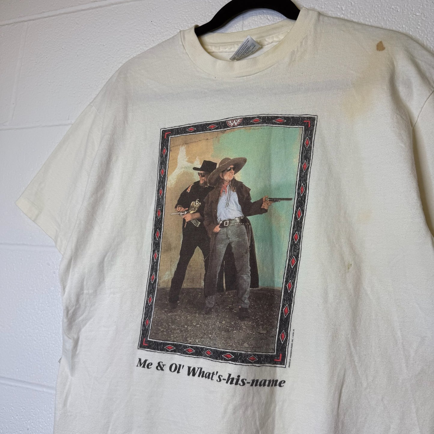 90s Willie Nelson & Waylon Jennings Band T-Shirt Sz L (B2645)