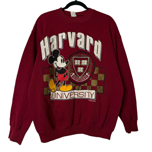 90's Harvard Mickey Mouse Disney College Crewneck Sz L (B665)