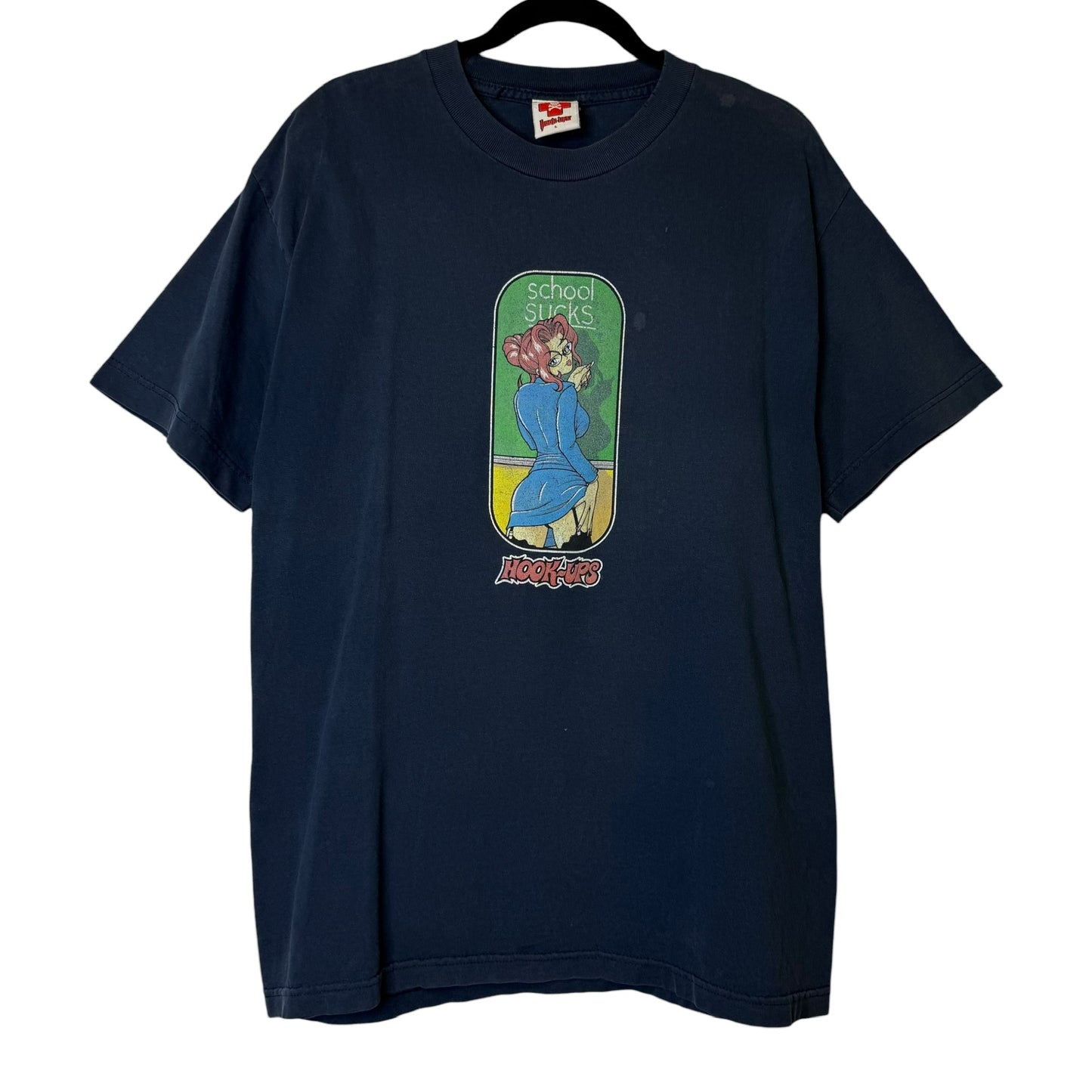 90's Hook-ups School Sucks Skate T-Shirt Sz L (B1701)