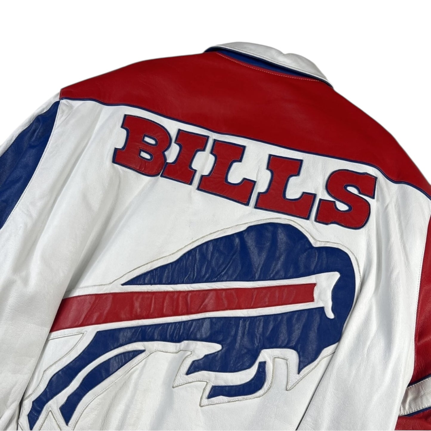 Vintage Jeff Hamilton Buffalo Bills Leather Reversible Satin Letterman Jacket