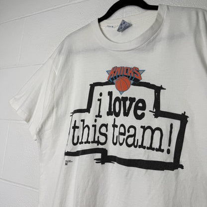 90s New York Knicks "I Love This Team" Salem NBA T-Shirt Sz L
