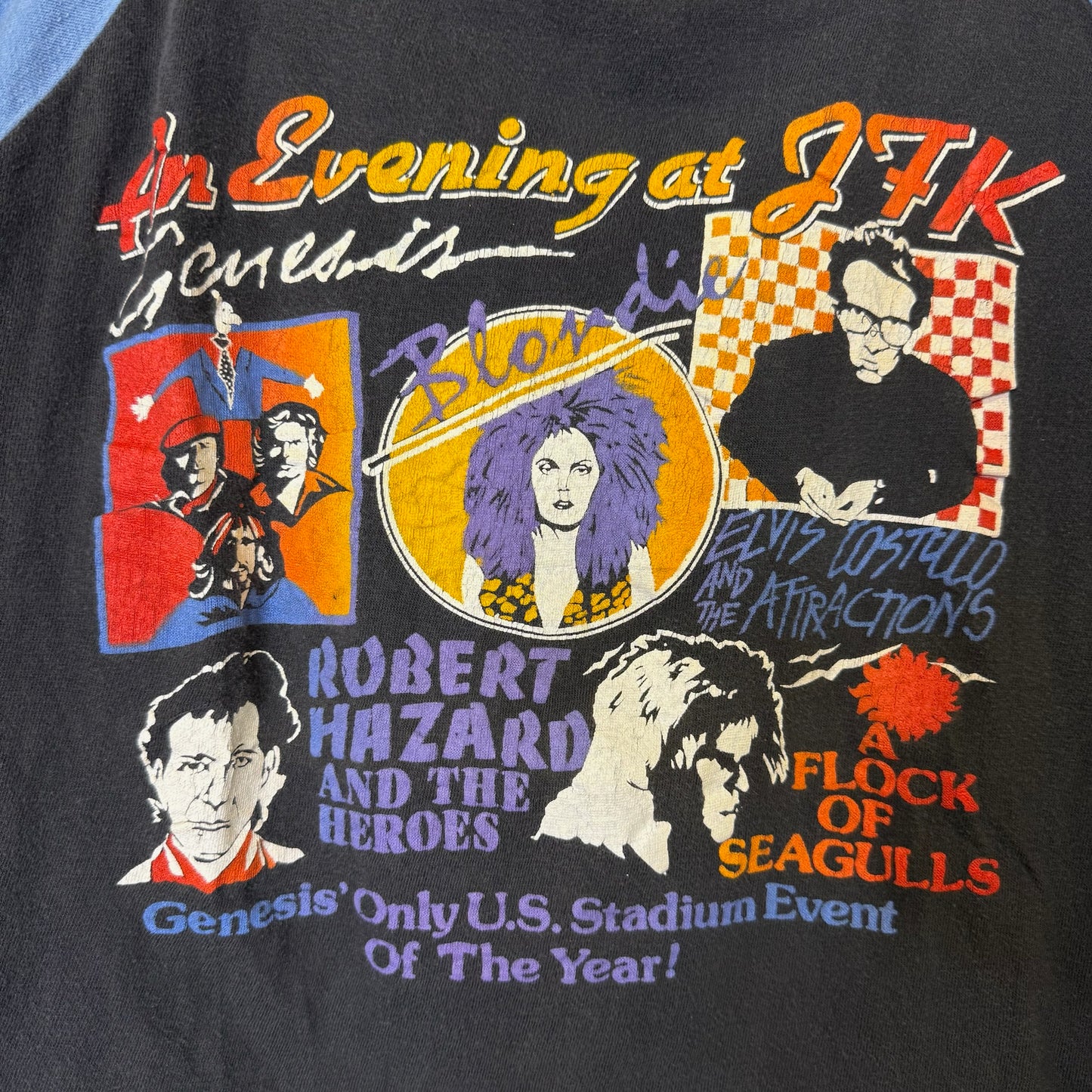 1982 Genesis & Blondie JFK Jam Concert Shirt Sz M (B418)