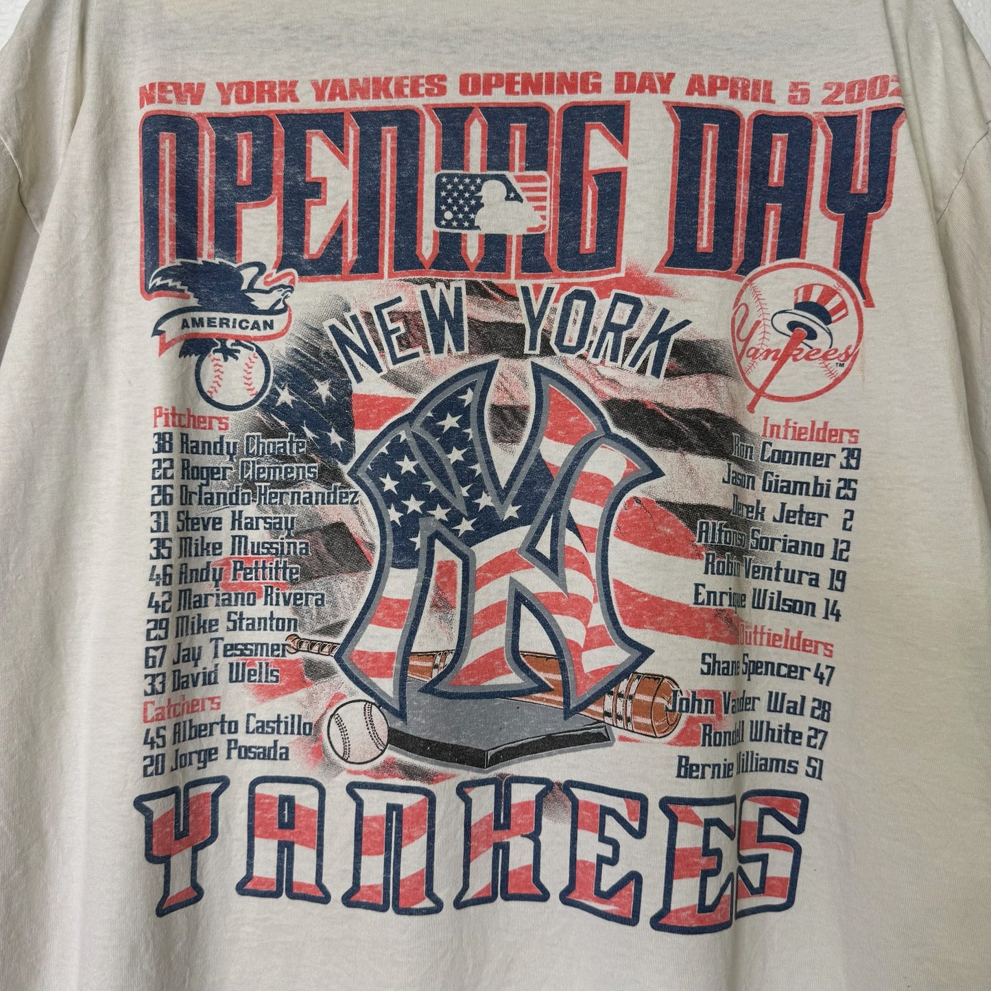 2002 New York Yankees MLB Opening Day T-shirt Sz XL (B1643)