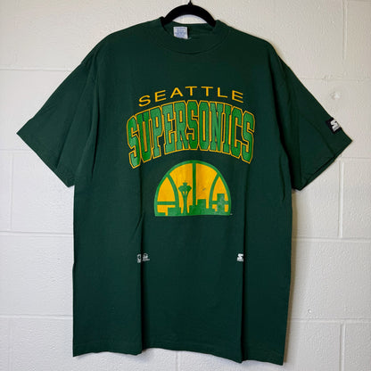 90s Seattle Supersonics Salem NBA T-Shirt Sz L (B2416)