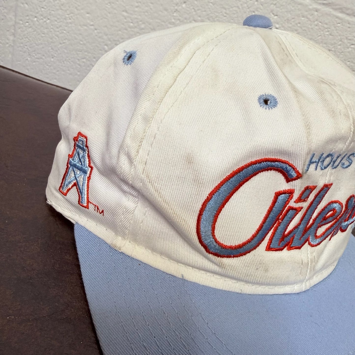 90s Houston Oilers Sports Specialties Script Snapback Hat