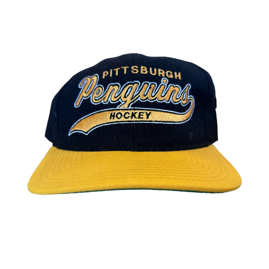 90s Pittsburgh Penguins Starter Script SnapBack Hat (A1858)