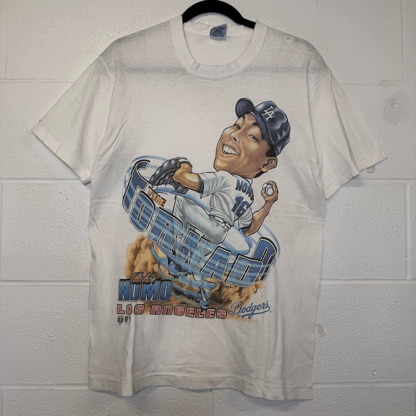 1995 Los Angeles Dodgers Hideo Nomo MLB T-Shirt M (B2972)